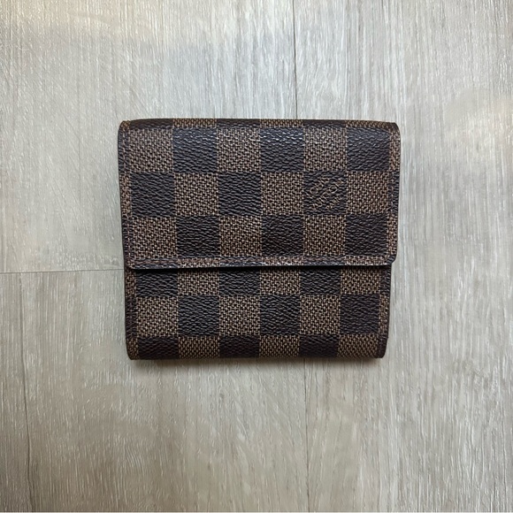 NWOT Louis Vuitton Elise Compact Wallet Brown Damier Ebene Pattern Coated Canvas - Picture 2 of 8